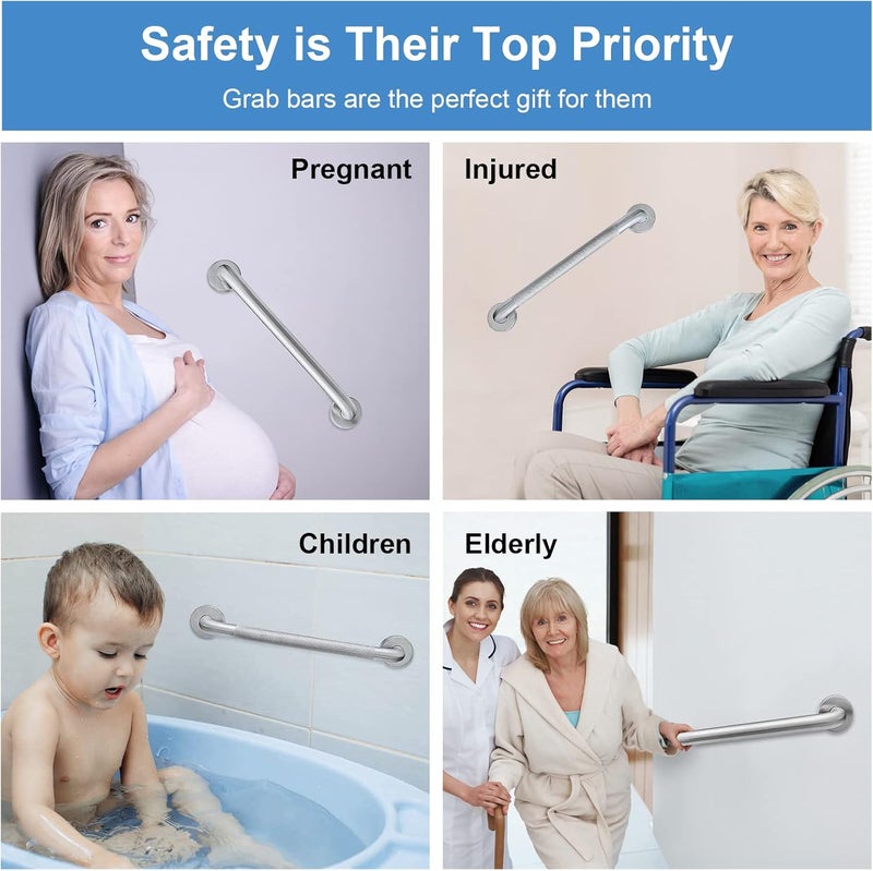 Zoomerry Handicap Grab Bars, 2 Pack 16 Inch Shower Grab Bar for Seniors, 304 Stainless Steel ADA Grab Bars for Bathtubs and Showers, Toilet, Safety Shower Handles for Elderly, Disabled, Injury (Brushed Nickel) - Image 5